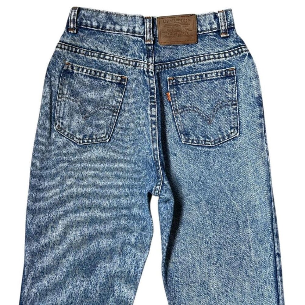 80s vintage Highwaisted Levi's Jeans Acidwash Bleached Orange Tab Tapered Mom.